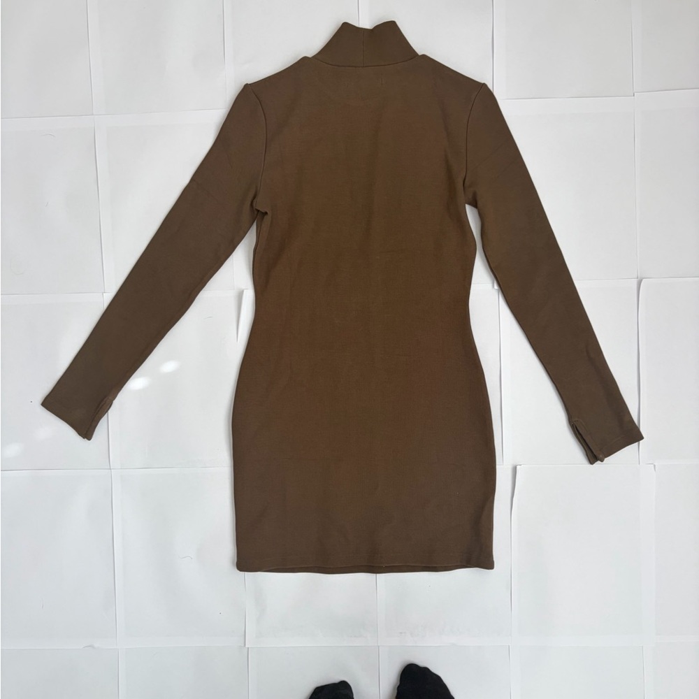 OAK + FORT Olive / Brown Long Sleeve Dress - Picture 6 of 6